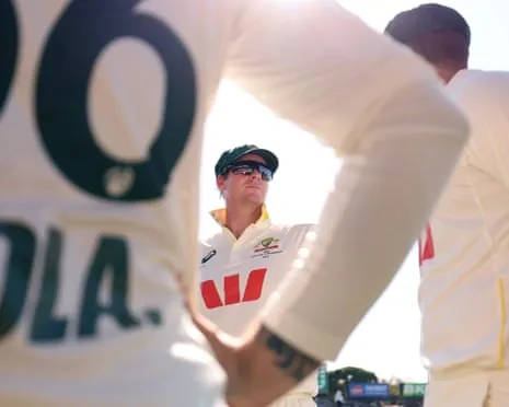 Steve Smith prepares to field before Australia meet Bangladesh on day three of the first Test at Marrara Cricket Ground in Darwin